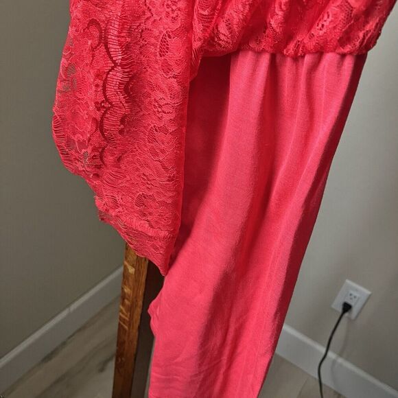 Delia's Dress Sz Small Red Sleeveless Lace Cut-Out Fit & Flare Lined Floral - Picture 7 of 9